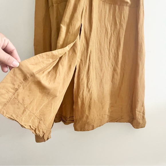 Madewell Linen Blend Dolman Sleeve Midi Dress Caramel Coffee Brown VNeck READ 4 - Picture 9 of 12